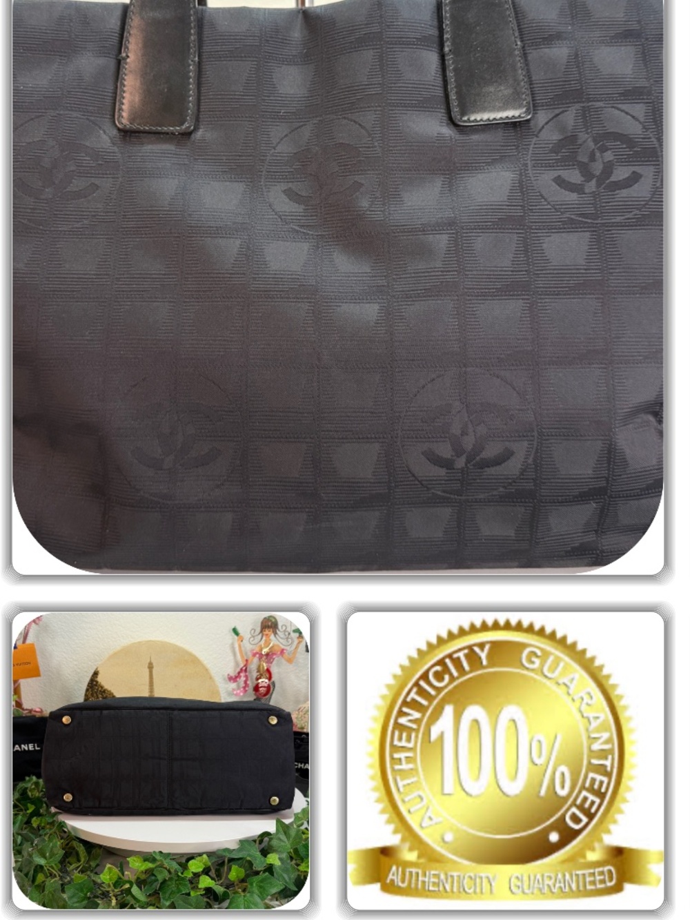 RITZY CHANEL CC MONOGRAM CANVAS TOTE HANDBAG!
